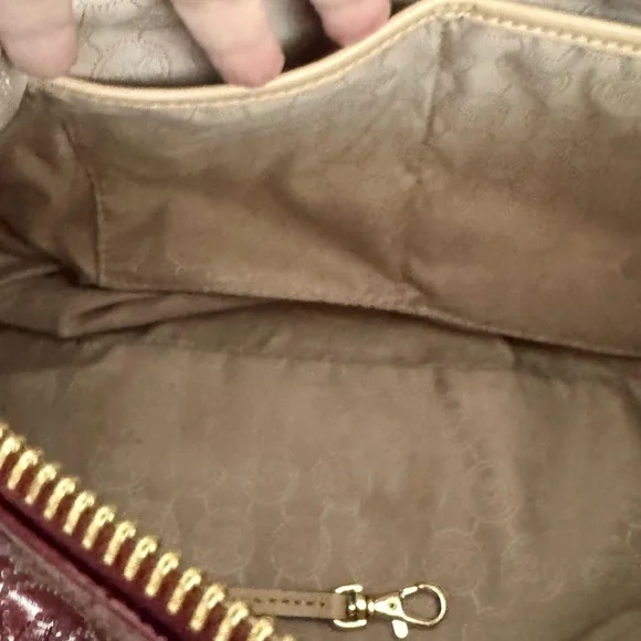 Michael Kors Deep Red Patent Leather Satchel - Picture 15 of 16